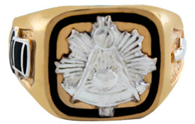 Masonic Past Master Rings, 10KT or 14KT GOLD, Solid Back  #1002